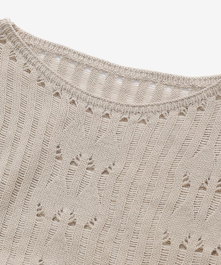 NOIRER POUR FEMME Pull en Laine Endommagé Col Bateau (Beige)