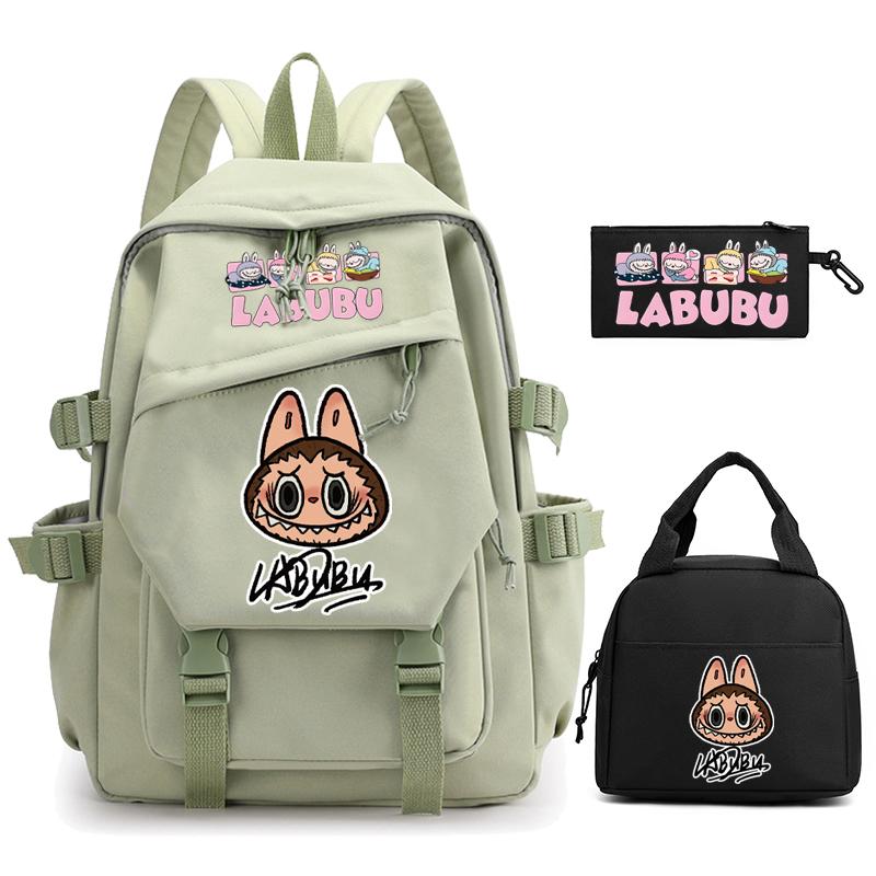 3Pcs/set Cute  Printed Backpack Pencil Case Lunch Bag Teenager Student Girl Boy Schoolbag Women Travel Laptop Bag Mochila
