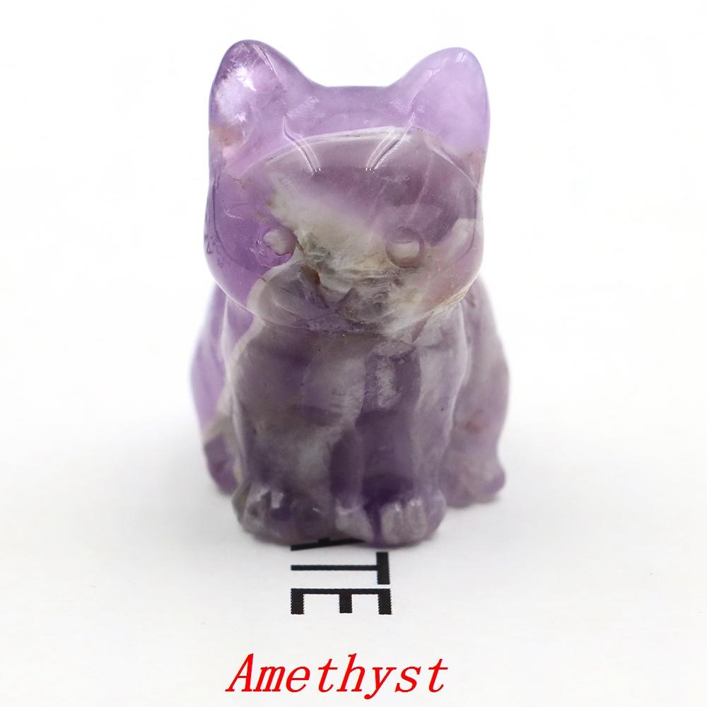 1.5" Various Crystal Energy Stones Carved Cats Rose Quartz Kitten Figurine Natural Gemstone Mini Sitting Cat Chakra Homome Decor