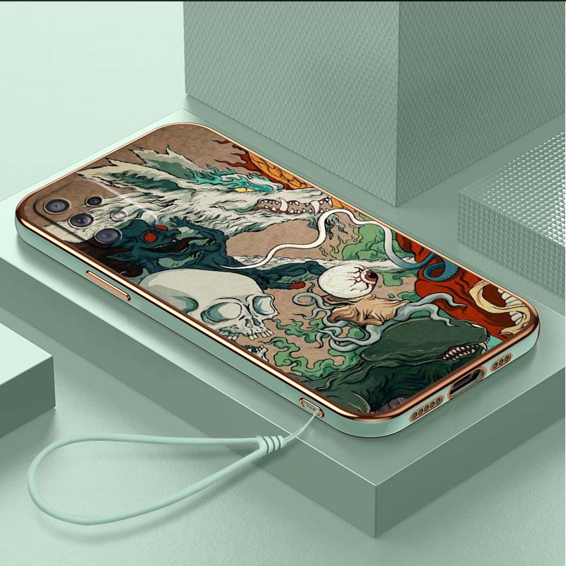 

Роскошный чехол для телефона из ТПУ с ремешком для Samsung Galaxy A04 05s A13 A14 A24 A54 A34 Note20 S23 Ultra, чехлы A33 с дизайном дракона