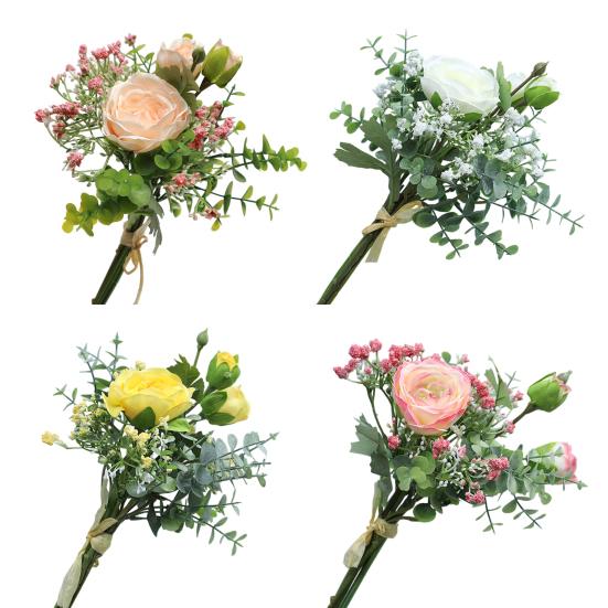 Gemischte Sträuße Künstlicher Blumenstrauß Kunstblumen Schleierkraut Rosenblüten mit Stielen Realistischer Schleierkrautstrauß für Hochzeitsmittelstück Brautparty