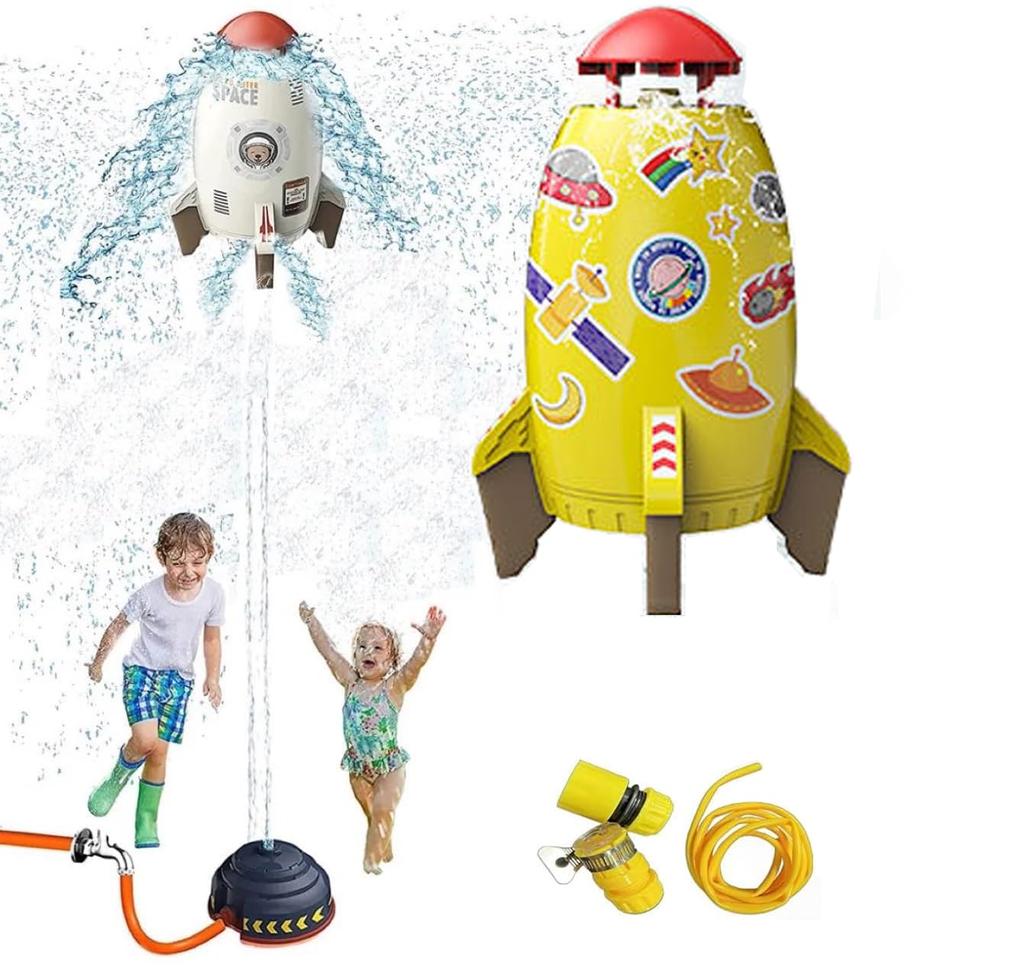 Toy Space Sprinkler, 360-Degree Rotating Water Sprayer, Outdoor Water Play Toy, Fountain, Parent-Child Interaction, Water Pressure Controlled Height,