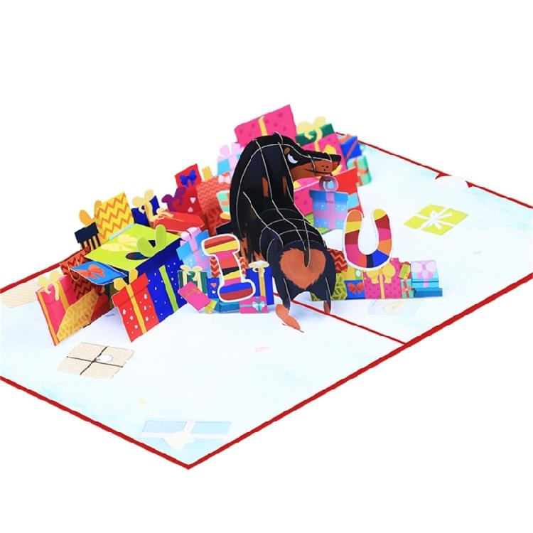 3D PopUp Greeting Card 3D Dachshund Dog for Valentines Anniversaries Gift Card 1