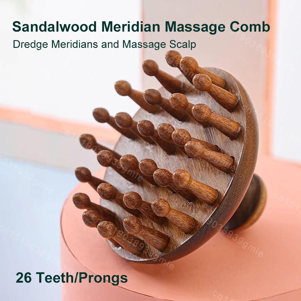 Wood Therapy Massage Comb Multi-Functional Scalp Head Massager Natural Sandalwood Circular Tooth Guasha Scraping Body Massager C