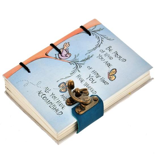 17.78  Cm Motivational Qutoes Diary with Recycled Cotton Free Handmade Paper 250Gsm Paper Blue