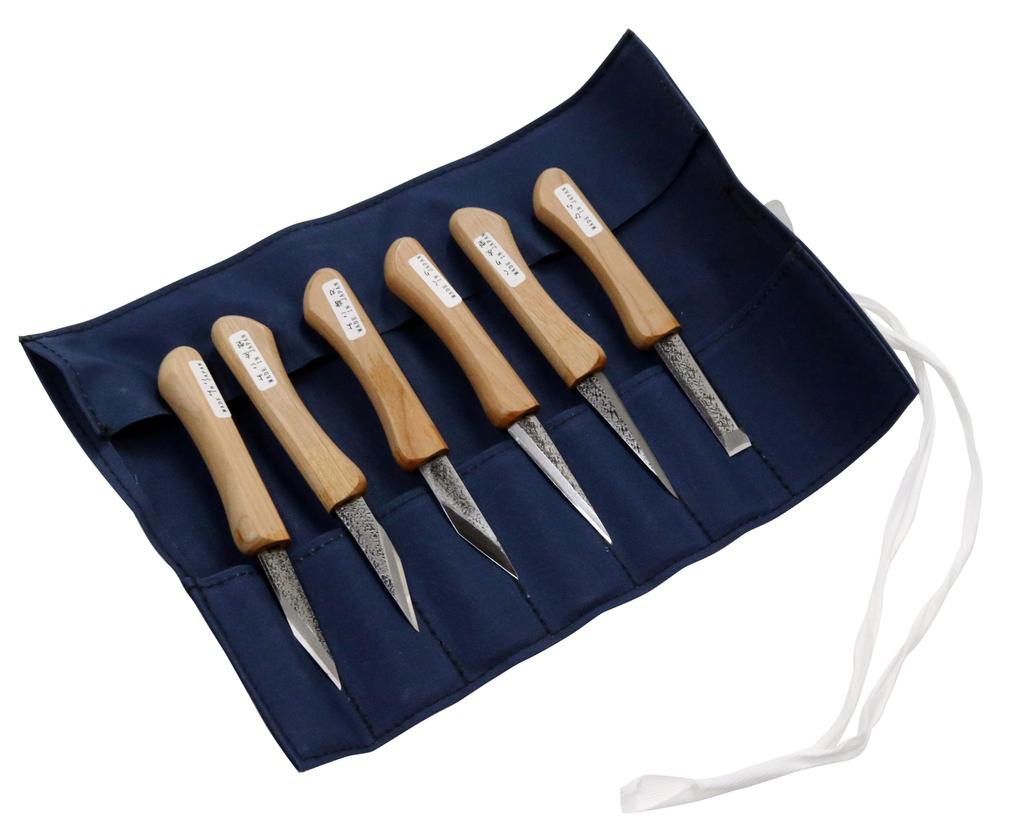 HOSCO Kiridashi Knife Set of 6 Set Kuri Each 1 Each Yoko Each 1 Each 1 Each (TL-I-6S) Includes Hira, (1 Right-handed, Left-handed), (1 Right-handed,