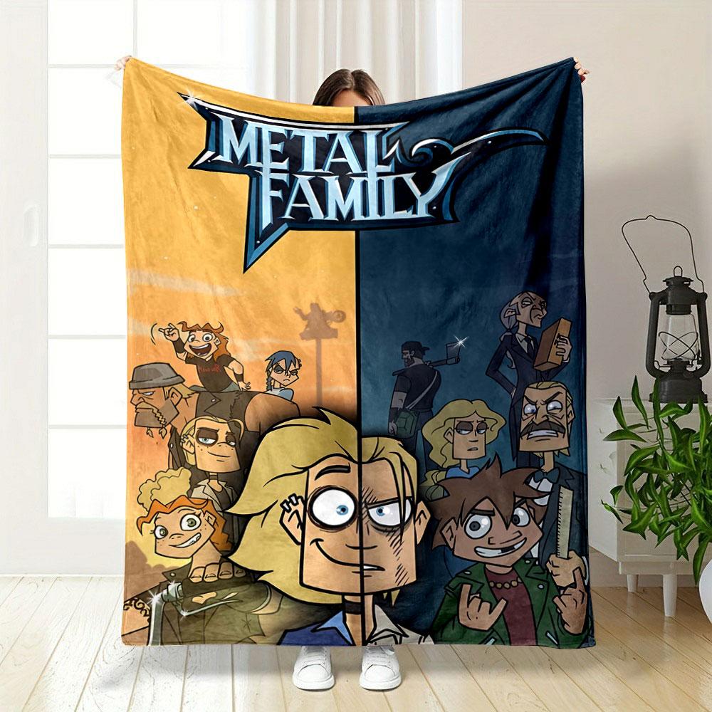 Split Design: Vibrant, Carefree Family On the Left; Strict, Formal On Right. for All Seasons Blanket Lunch Break Throw Gift