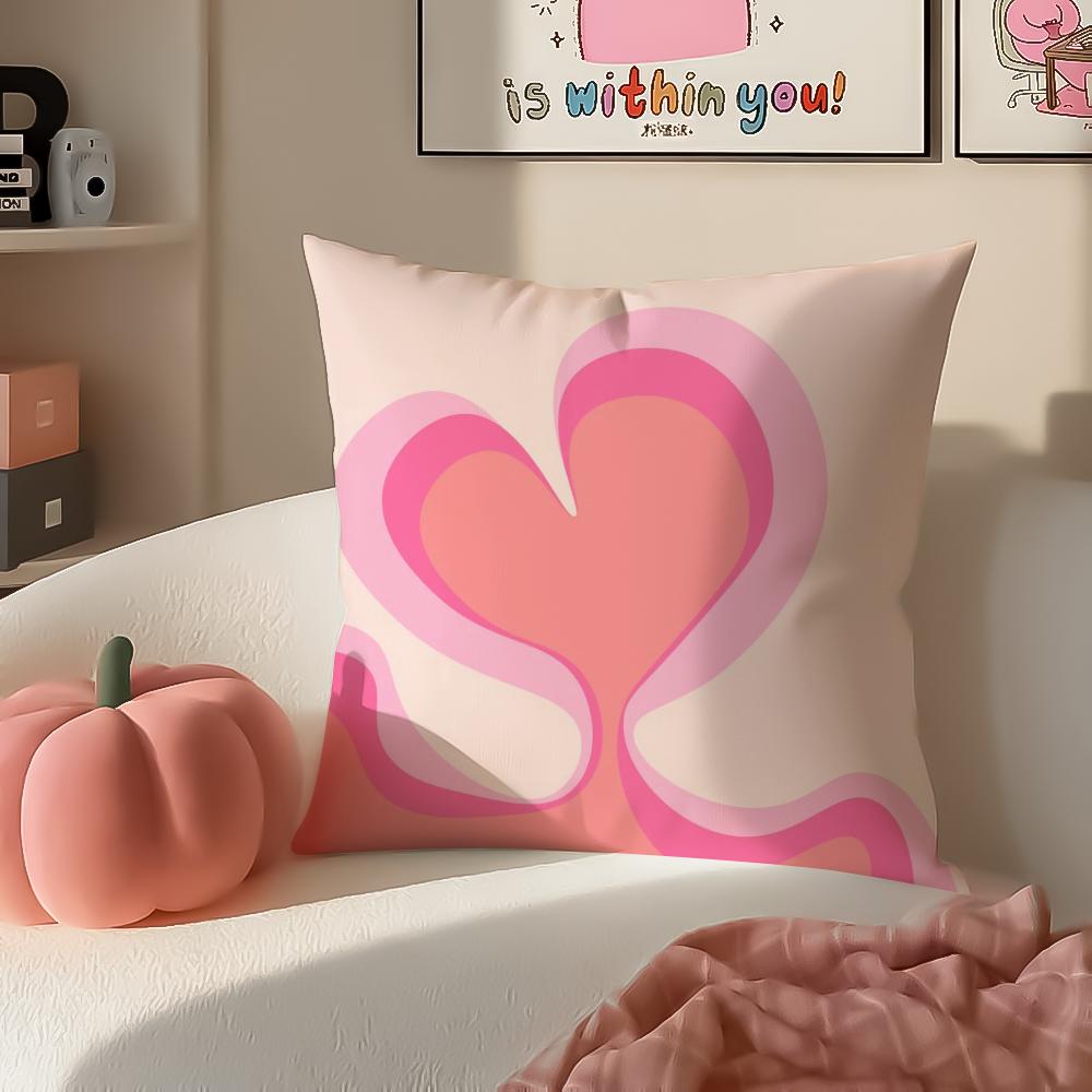 Sweet Romantic Cute Art Heart Shape Cushion Cover Pillowcase Short Plush Invisible Zipper Room Sofa Cushion Cover
