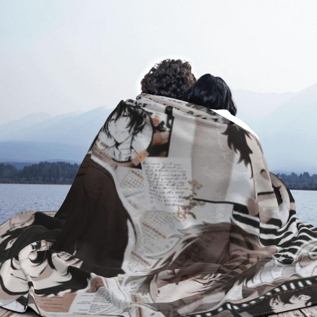 Dazai Aesthetic Chuuya Anime Blanket Fleece Print Bungou Stray Dogs Breathable Soft Throw Blankets Bed Office Plush Thin Quilt