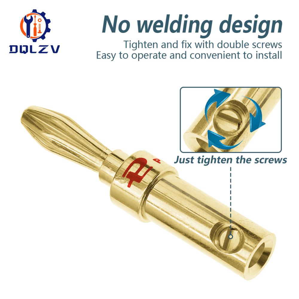 4mm Pure Copper Gold Plated Banana Plug Connector For Audio Video Speaker Adapter Terminal Connectors Kit