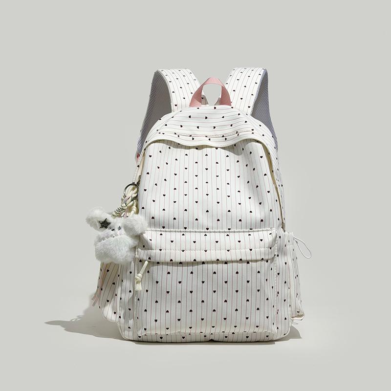 Schoolbag1011 New Striped Love Polka Dots Large Capacity Simple Girls Student School Bag Lightweight Travel Backpack