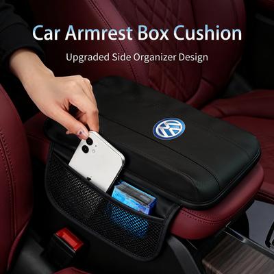 Car Seat Covers Armrest Pad with Storage Pocket PU Leather Protector For VW GTI Polo Passat Scirocco Golf Tiguan Jetta GTD GTE 7BDSX