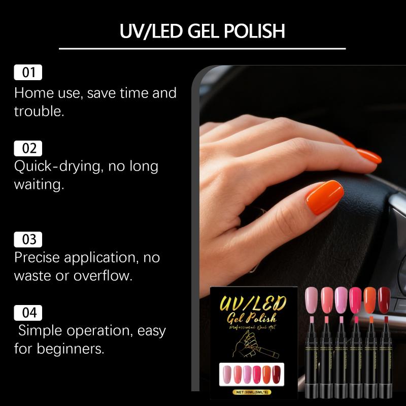 6 Farben DIY Nail Art Stifte Hohe Pigmentierung Helle Farbe Schnell Trocknend Nägel Dekorieren Sicher Einfache Anwendung Wasserdicht Nägel Kunst Öl Stifte Set