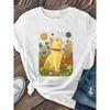 Women's Round Neck Short Sleeve T-Shirt Floral Fantasy Cat Print Casual Multiple Colors Spring Summer Essential Top