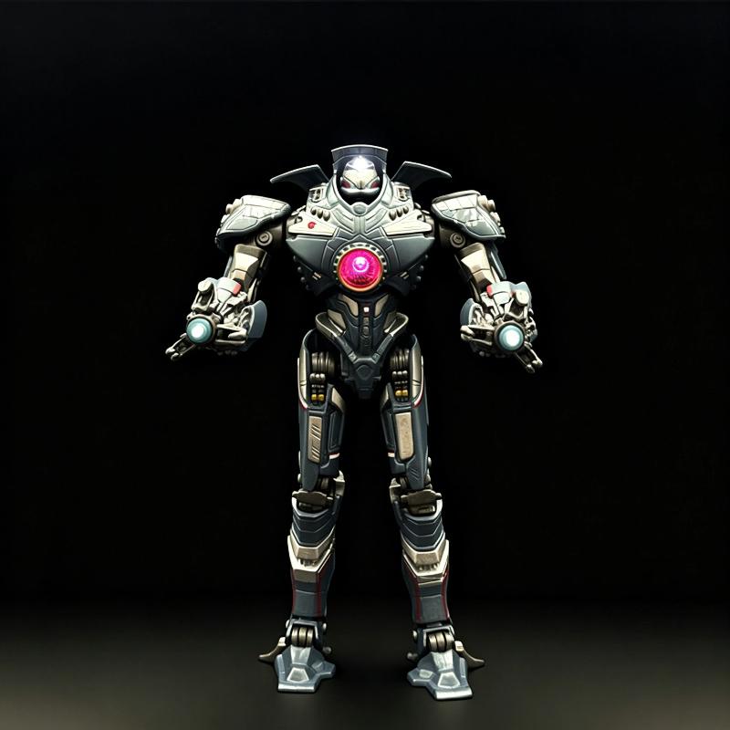 Robot de Science-Fiction Gipsy Danger 20cm Figurine d'Action Éclairée par LED Galvanisée Multiples Accessoires Modèle Méca Jouet Collection Cadeaux