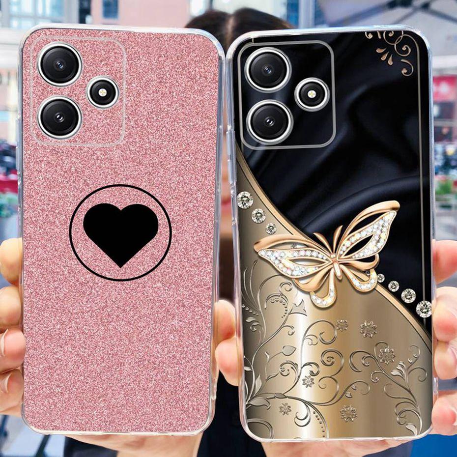 Cute Flower Cat Painted Case For Xiaomi Redmi 12 5G 2023 Soft Silicone TPU Back Cover For Redmi12 5G Global Phone Bumper