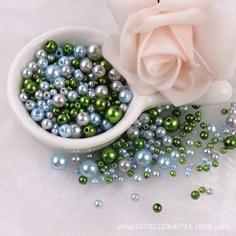 3-8mm Straight Hole Round ABS Imitation Pearl Multicolors Round Acrylic Beads Loose Beads for DIY Craft Scrapbook Decoration