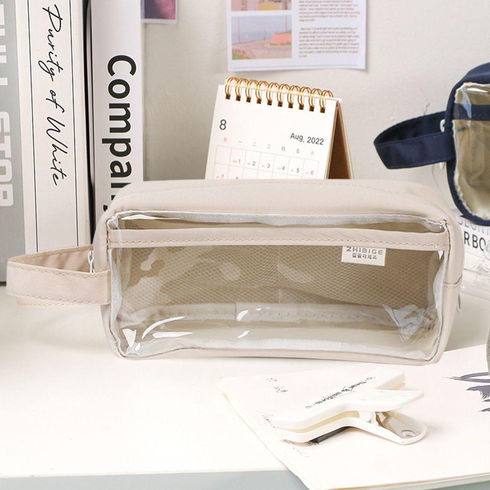

Прозрачный пенал из ПВХ для хранения канцелярских принадлежностей в японском стиле, водонепроницаемый пенал для карандашей, косметичка, школьные принадлежности для студентов, новые
