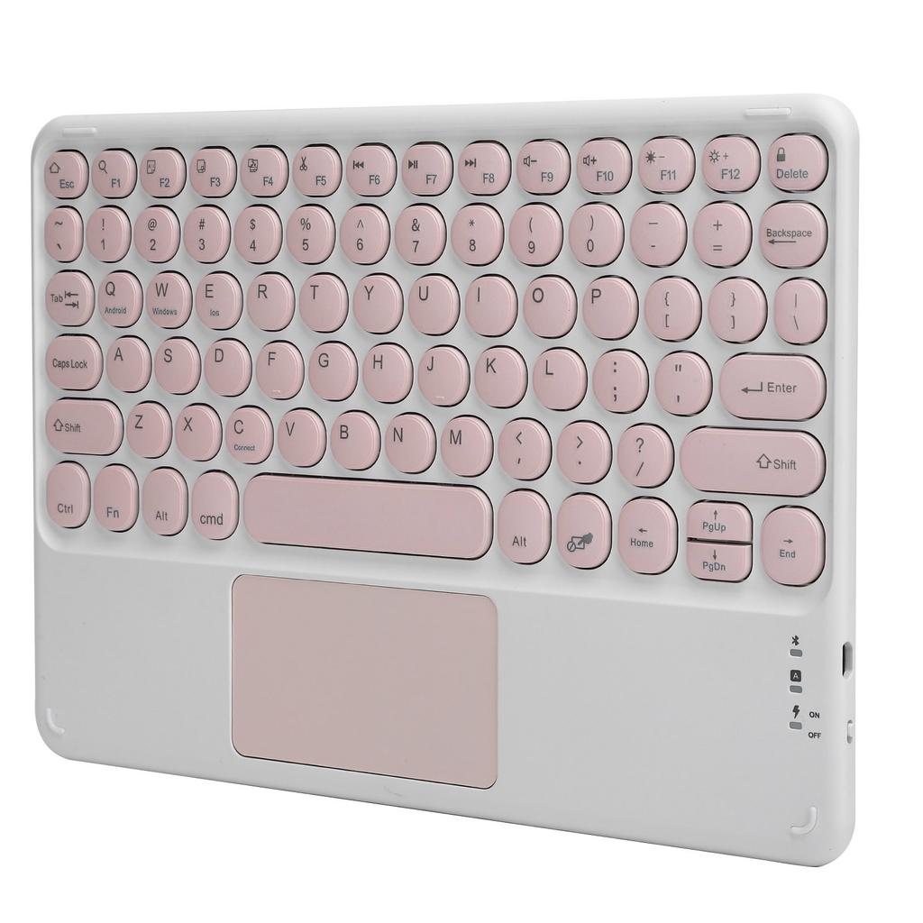 Bluetooth Keyboard Touchpad Round Keycap with Ergonomic Design Stable Connection 10inPink