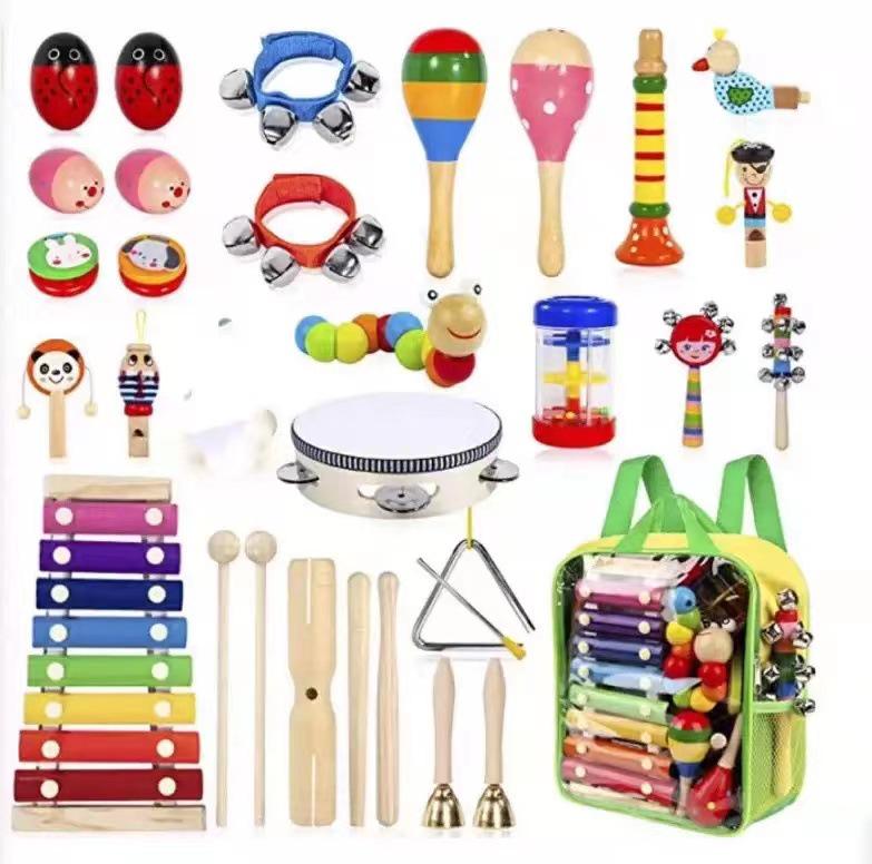 Orff Children s Percussion Set with Color Sheet, Wrist Bells, and Double Clappers for Kindergarten Performance
