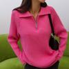 New Trend In Girls' Sweaters In Autumn And Winter, Versatile, Simple And Casual Polo Collar Lapel Pullover Knitted Sweater