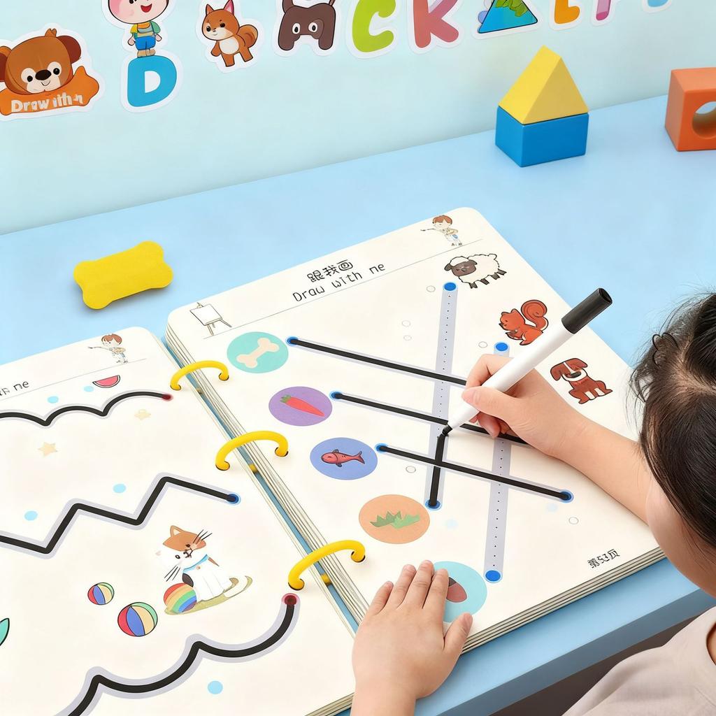 Baby Toddler Pen Control Panel Training Workbook Infant Magical Tracing Practice Copybook Reusable Writing Drawing Learning Picture Books