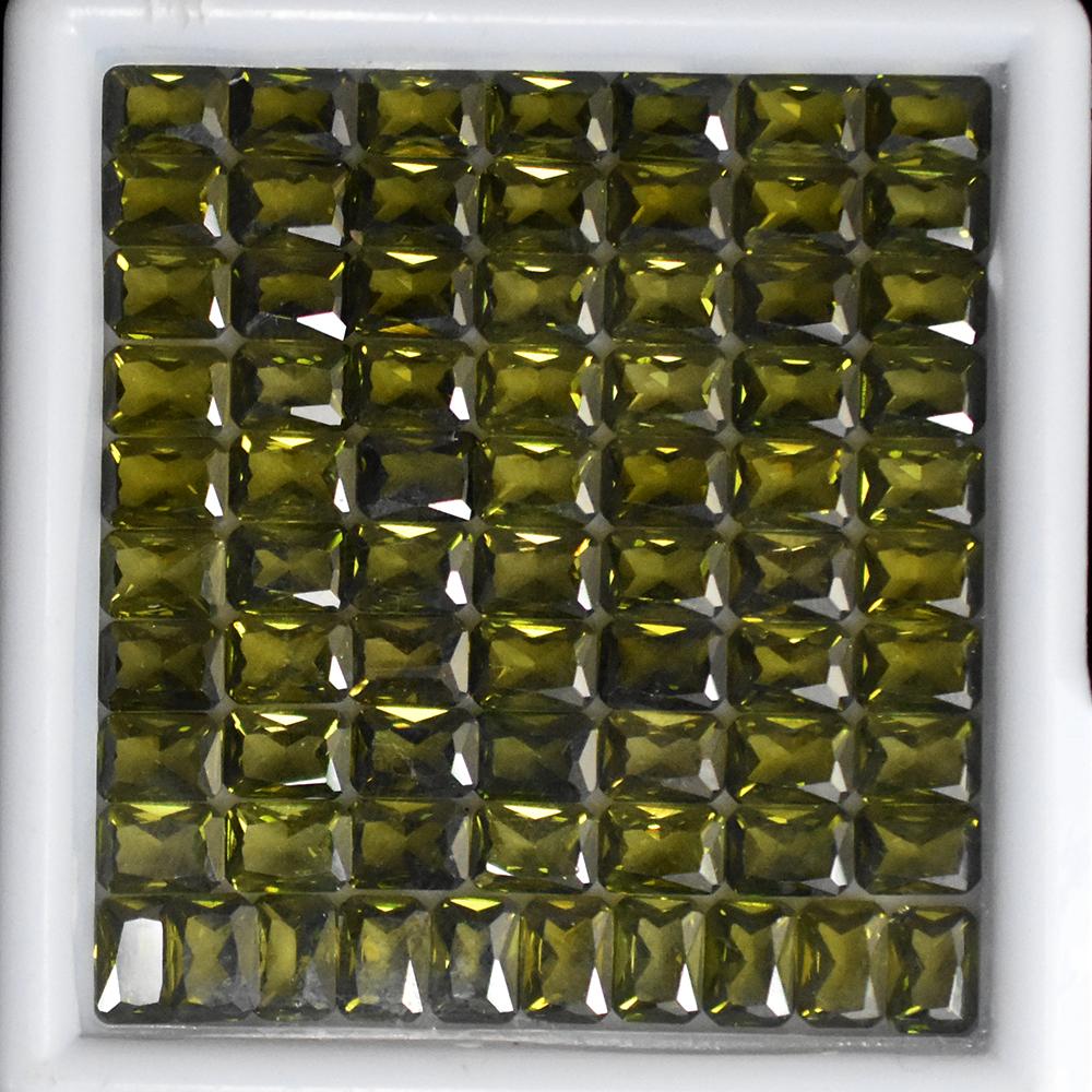 Lot Natural Green Sapphire 10.8ct Emerald Cut 7x5mm Certified Loose Gemstones