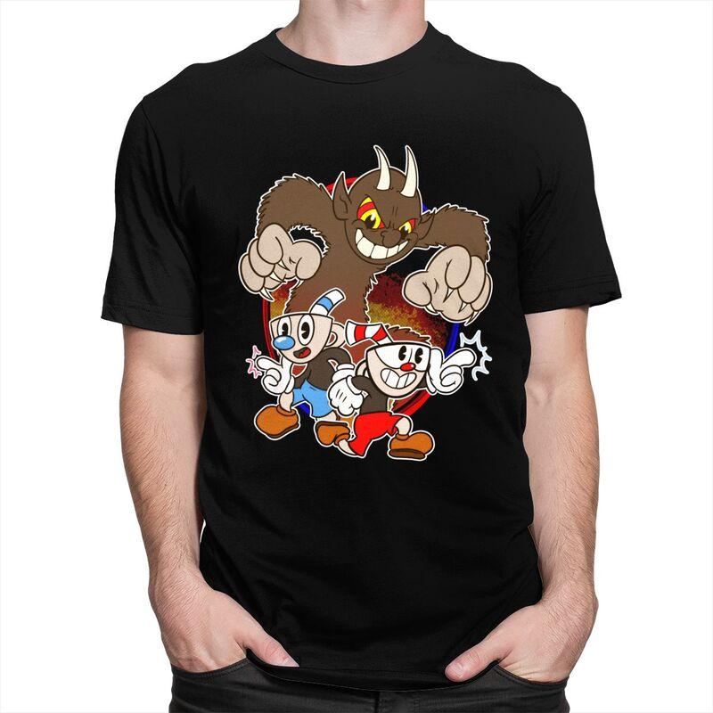 Custom Hot Game Cuphead T Shirts for Men 100 Cotton Tees Tshirts Tshirt