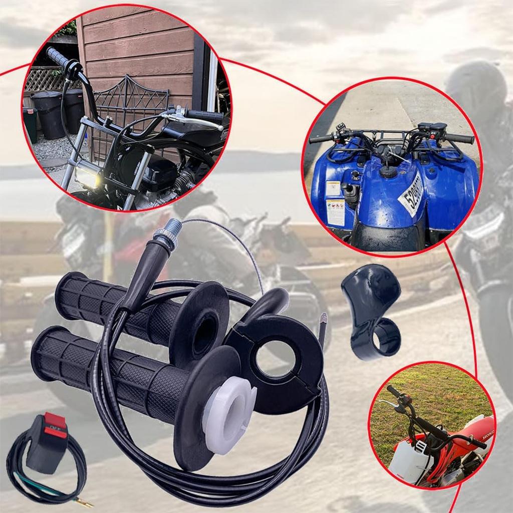 Auto-Moto Handle Bar Throttle Grips Grip +Throttle Cable + Throttle Housing Clamp for Dirt Bike Quad ATV Pit 50cc 125cc