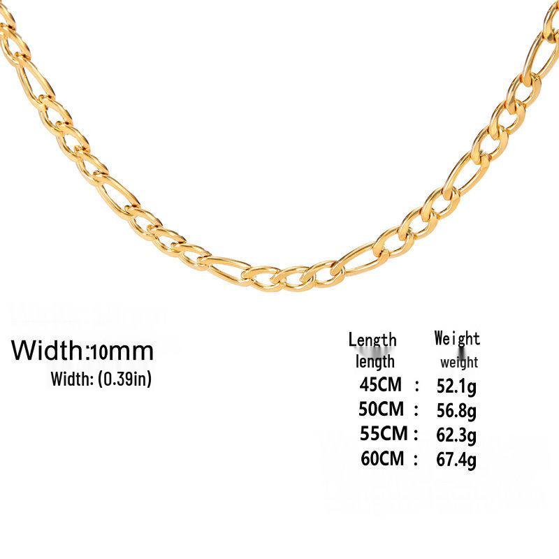 Pánský řetízek Figaro z nerezové oceli - Silný zlatý hip-hopový styl