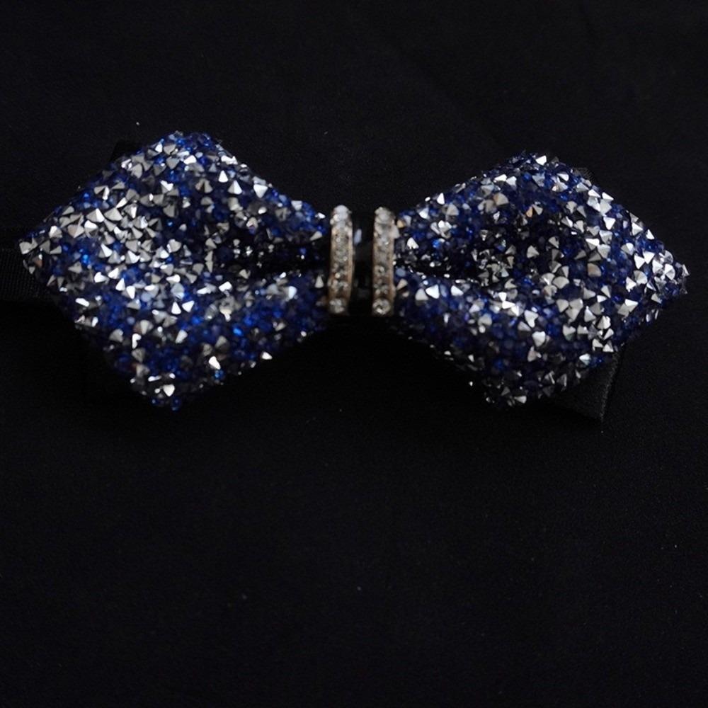 Solid Color Rhinestone Collar Flower British Style Adjustable Gentleman's Bow Tie Bowtie Collar Cravat Men's Suit Accessory
