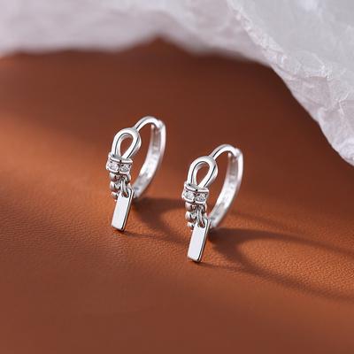 Rope Knot Ear Buckle Women's Simple Niche Design Sense Geometric Small Square Earrings Summer Personality Small Tag Earrings