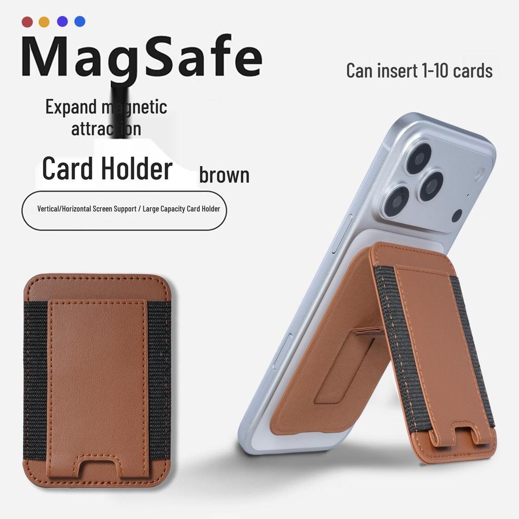 MagSafe Magnetic Card Holder Stand - Multifunctional PU Leather Universal Phone Accessory.