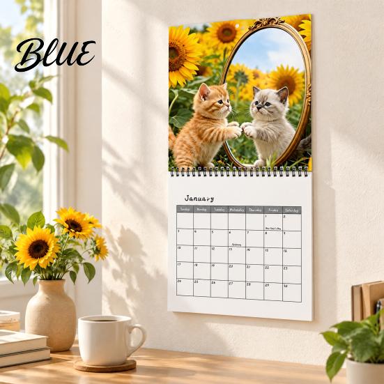 Decorative Wall Decor for Office Kittens 2027 Calendar Cute Baby Square Monthly Spiral Coated Paper Planning Calendar Binding 12 Month Hanging