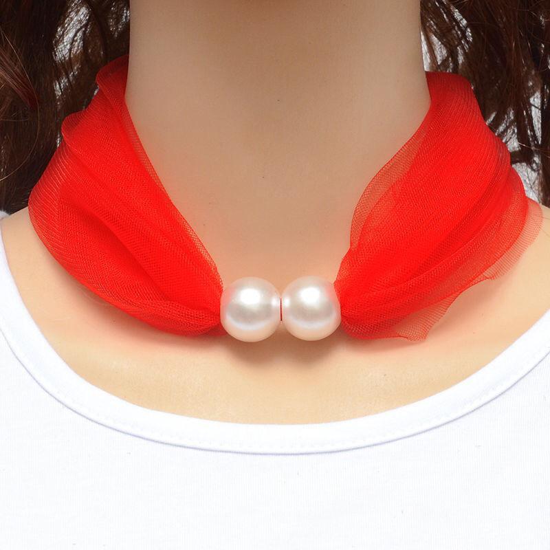 Elegante Netzspitze Perlendekoration Niedlicher Schal Halskette Hochzeit Abschlussball Schmuck Für Frauen Kurzer Halsbedeckung Bekleidungszubehör