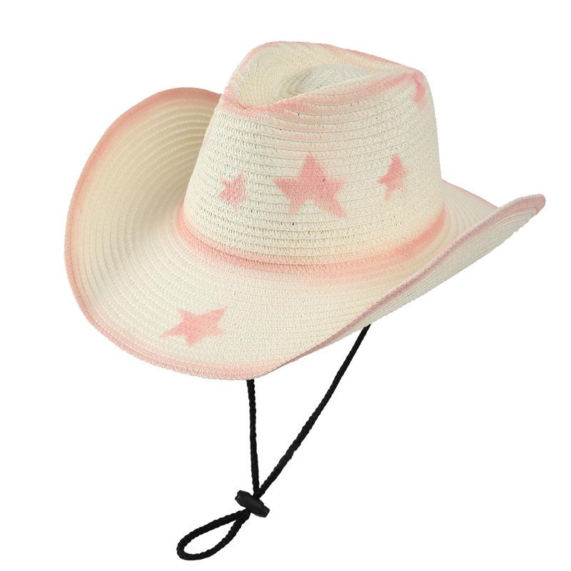 Western Cowboy Straw Hat Foldable Summer Vacation Travel Mountaineering Sun Protection Visor Hat Large Brim Female Knight Hat Male