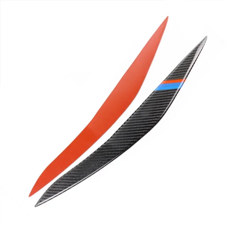 Carbon Fiber Auto Sticker Headlight Front Headlamp Eyebrows Eyelid Trim Strip Decoration For BMW F10 F18 2011-17 Car Accessories JI1