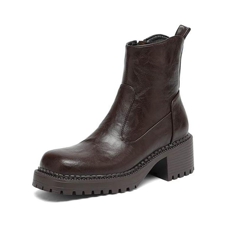 Krazing Pot Microfiber Winter Round Toe Modern Platform Size 33 Boots Size 43 Thick Bottom Women Ankle Boots