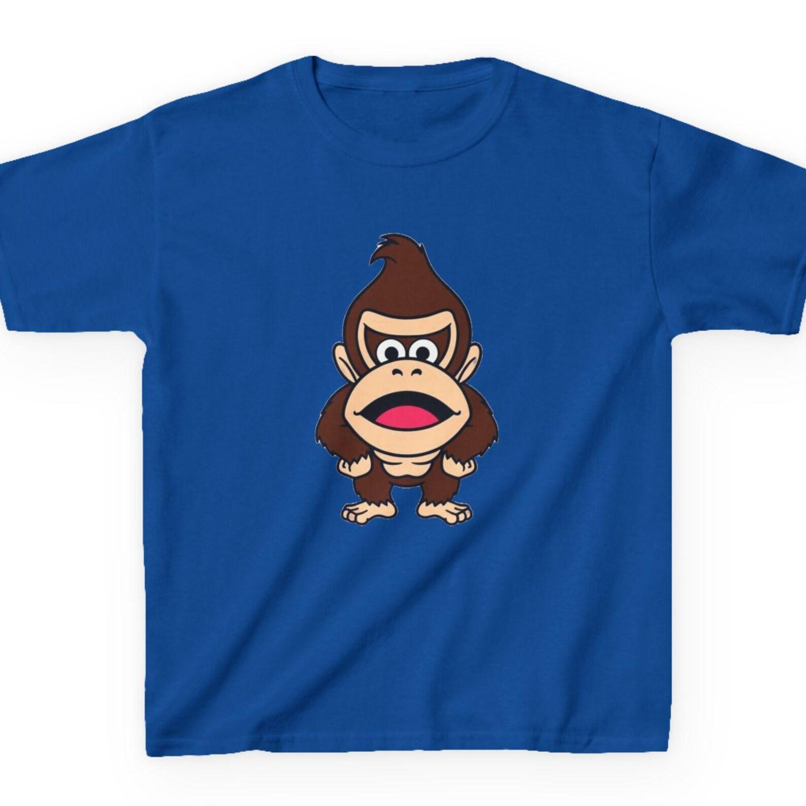 Cartoon Gorilla Kids T-Shirt | Little Gorilla Birthday Shirt | Wild Jungle Party Tee | King of the Jungle Graphic Kids Top 110