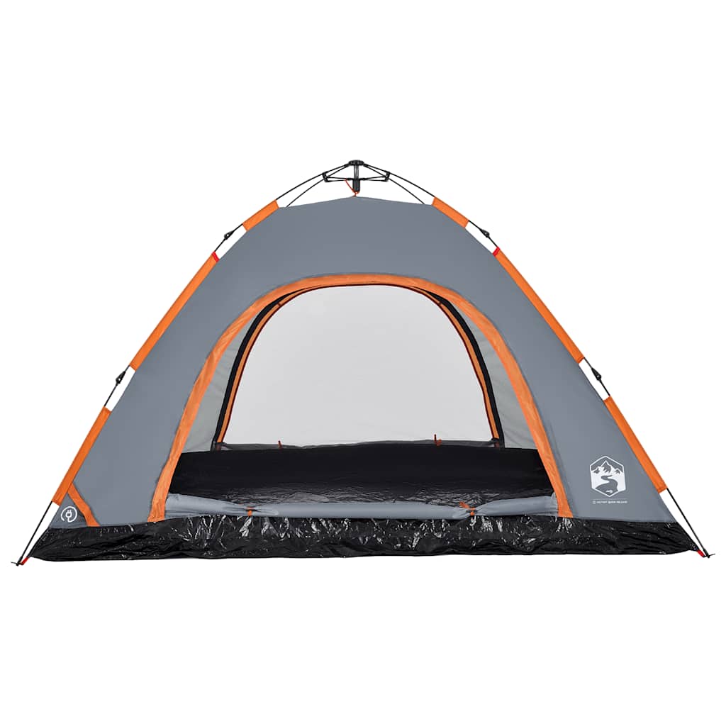 5 Person Camping Tent in Grey and Orange with Quick Release System