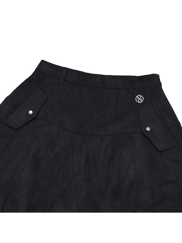 Kirsh Collection Suede Pumpkin Skirt [Charcoal]