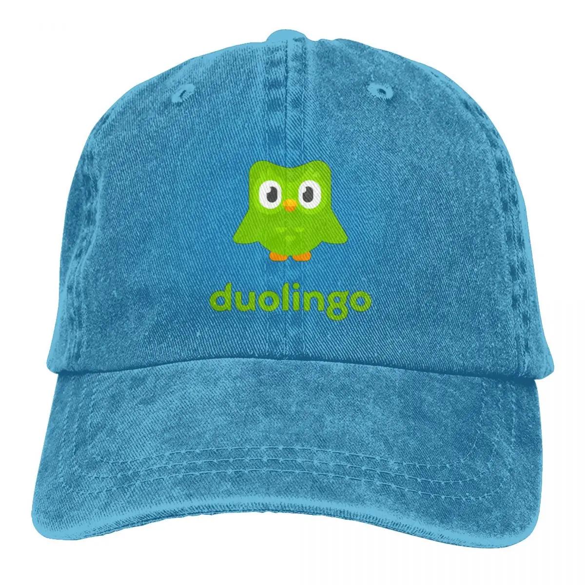 The best product for you Mode Duolingo Uil Duo Baseballpetten Unisex Distressed Gewassen Hoed Outdoor Zomerhoeden Pet Adjustable blauw