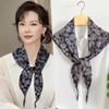 Silk scarf women's spring and autumn Korean version versatile black triangular scarf triangular shawl with knotted scarf scarf women's waist seal
