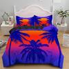 Tropical Coconut Palm Tree Duvet Cover King Queen Size Hawaii Sunset Bedding Set 3pcs Polyester Quilt Cover