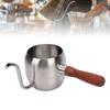 Pour Over Kaffeekessel 500ml 304 Edelstahl Schwanenhalsausguss Kaffeetropf Teekanne mit Holzgriff für Camping