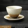 Handmade Jianzhan Coarse Pottery Teacup Set with Hammered Pattern - Retro Ceramic Kung Fu Tea Cup & Coaster