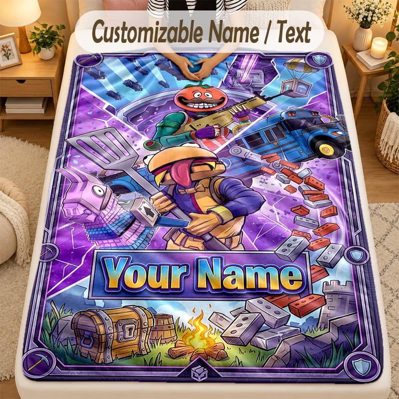 Flannel BlanketFortnite Custom Name Text Personalized Soft Warm Throw Blanket Home Decor Gift