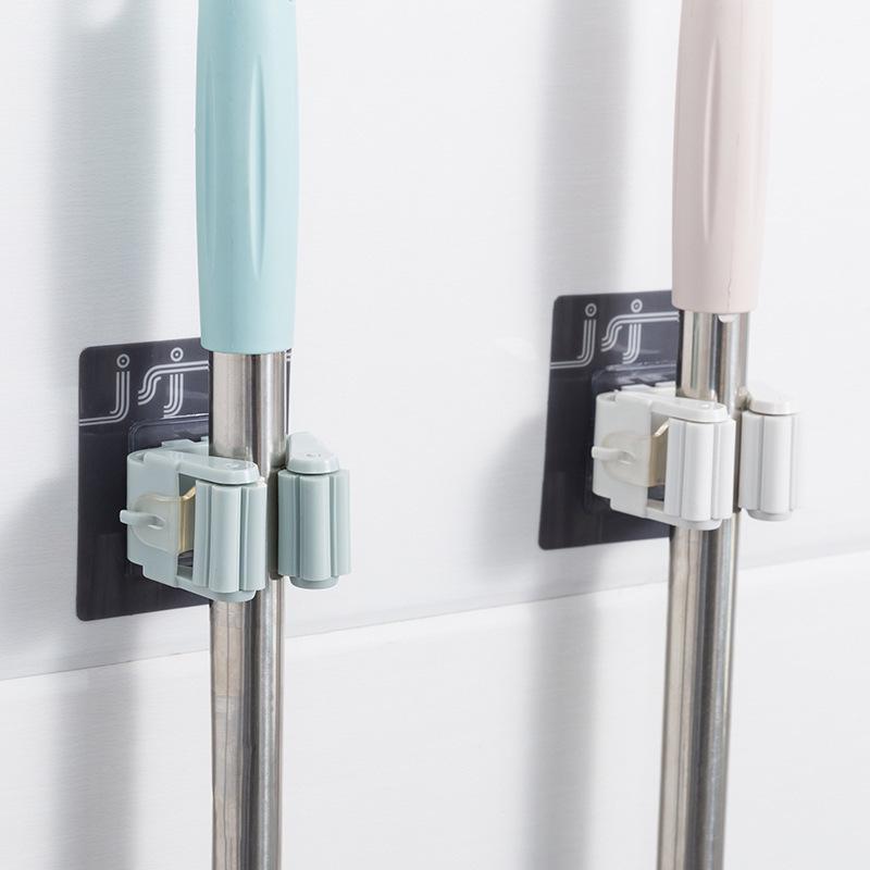 No-Punch Wall-Mounted Mop Holder & Storage Hanger