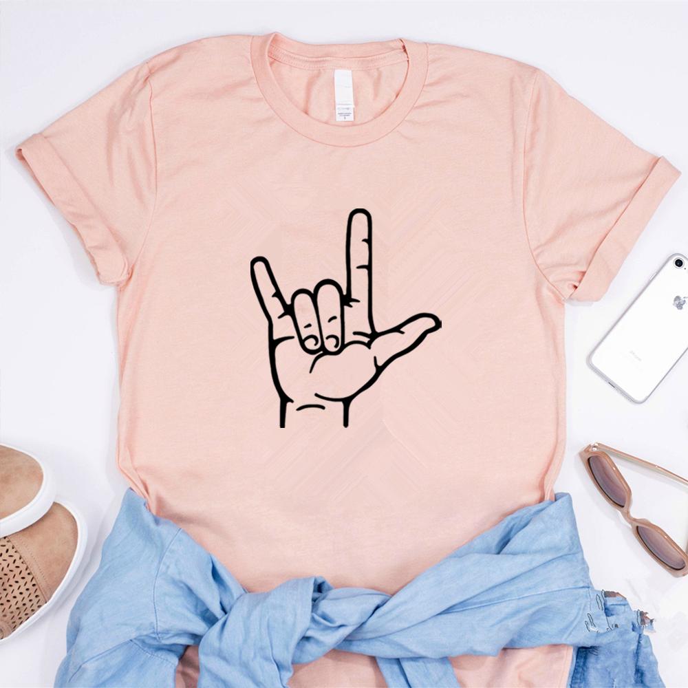I Love You Sign ASL T-Shirt Sign Language T Shirt Valentines Day Shirt Women's Valentine T-Shirts Hand Love Tshirt