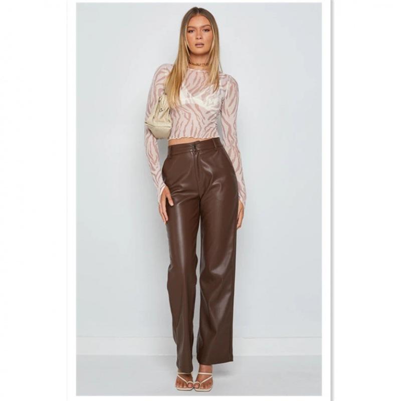 Leggings Donna 2024 in Pelle PU ad Alta Elasticità - Moda Europea e Americana